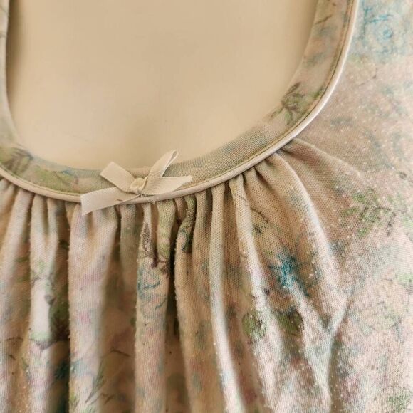 Miss Elaine women's L cream blue floral Rose pajama dress PJ nightdress nighty - Picture 4 of 6